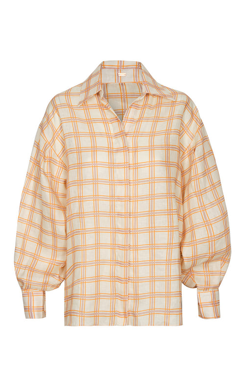 Barnes Linen Shirt / Cream and Butter Scotch